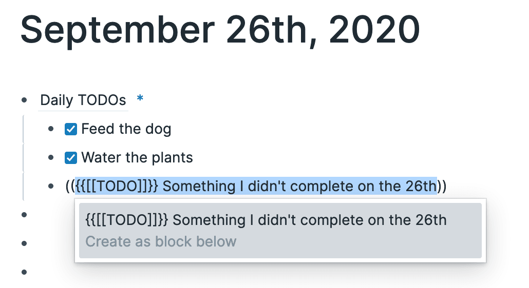 Create a block reference TODO