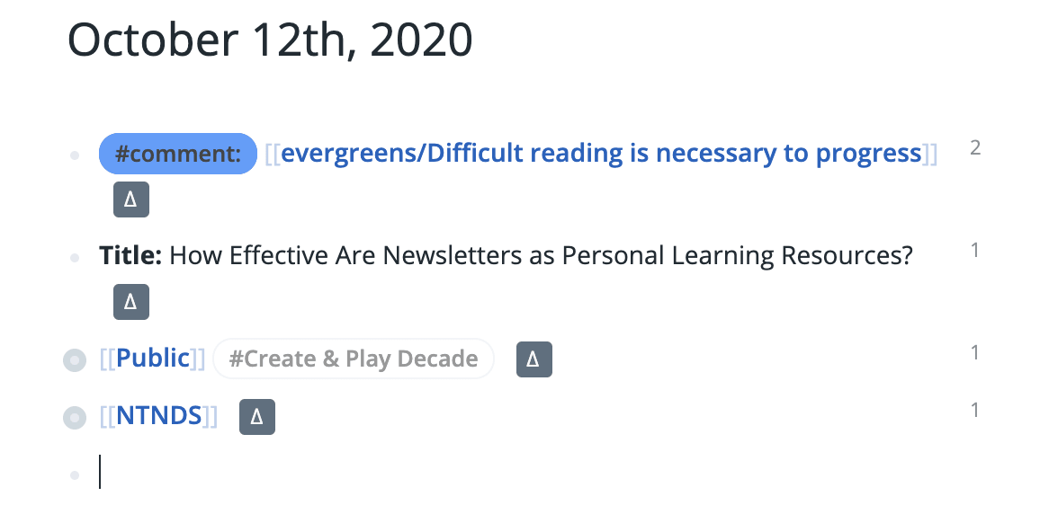 Daily Notes with ∆ blocks